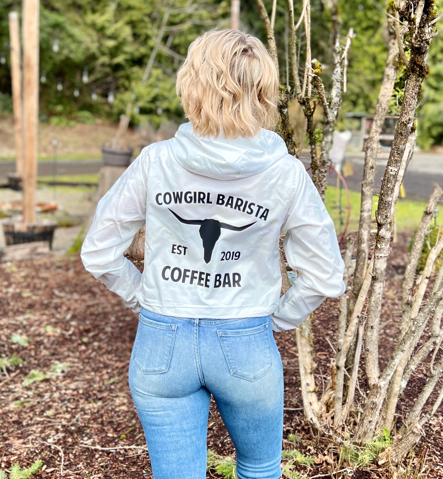 Cowgirl Barista Coffee Bar Crop Windbreaker