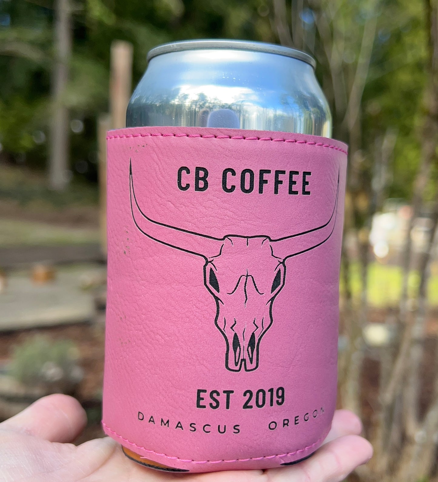 CB Coffee Bar Leather Can Koozie